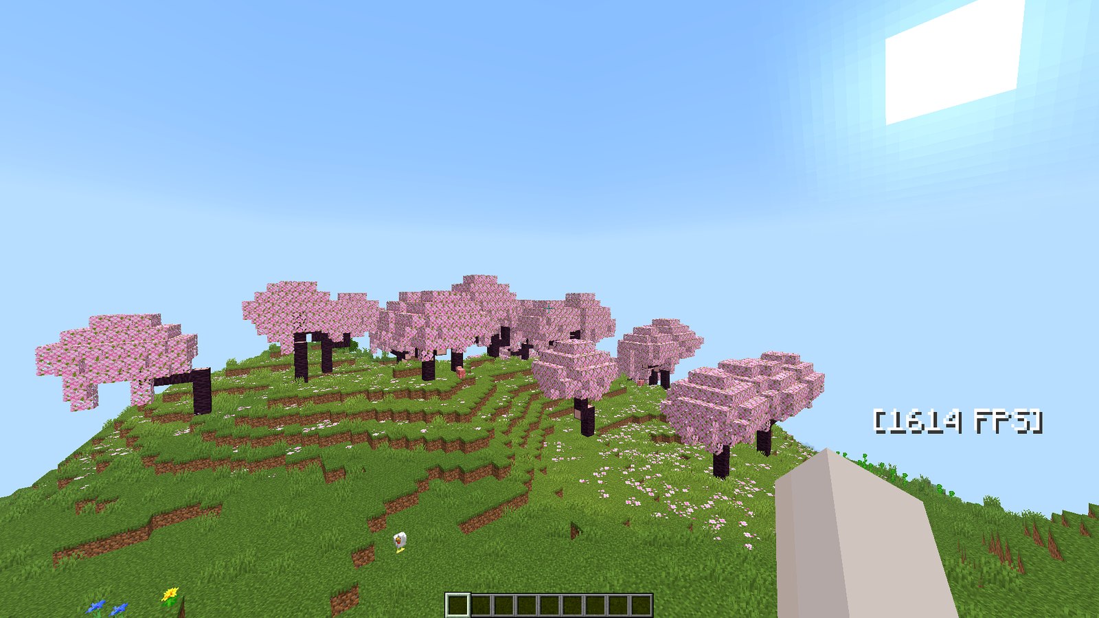 Minecraft running after a Velocity pass, 1614 FPS